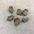 Citrine Quartz Bezel | Gunmetal Finish Medium Raw Nugget Genuine Wavy Bezel Connector - ~ 16mm - 20mm Long - Sold Individually