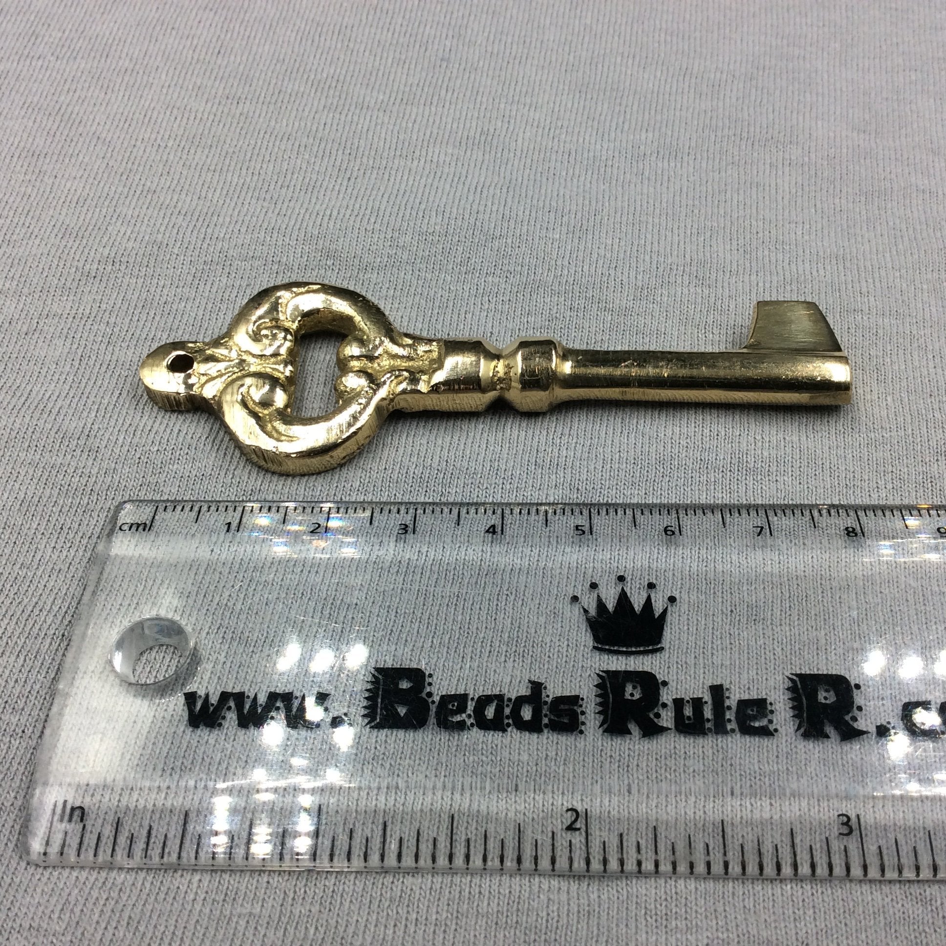 Large Heavy Gold Plated Copper Antique Skeleton Key Shaped Pendant/Component Style A - Measures 27mm x 85mm - Sold Per Each, At Random