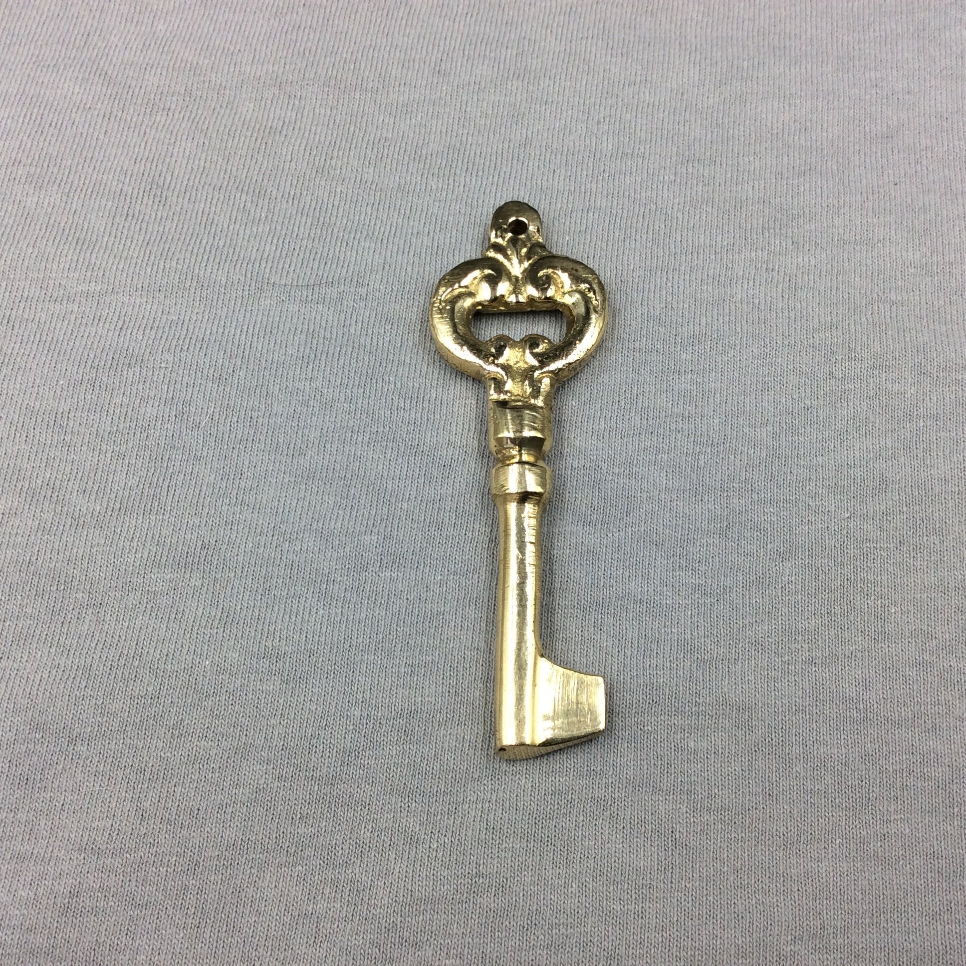 Large Heavy Gold Plated Copper Antique Skeleton Key Shaped Pendant/Component Style A - Measures 27mm x 85mm - Sold Per Each, At Random