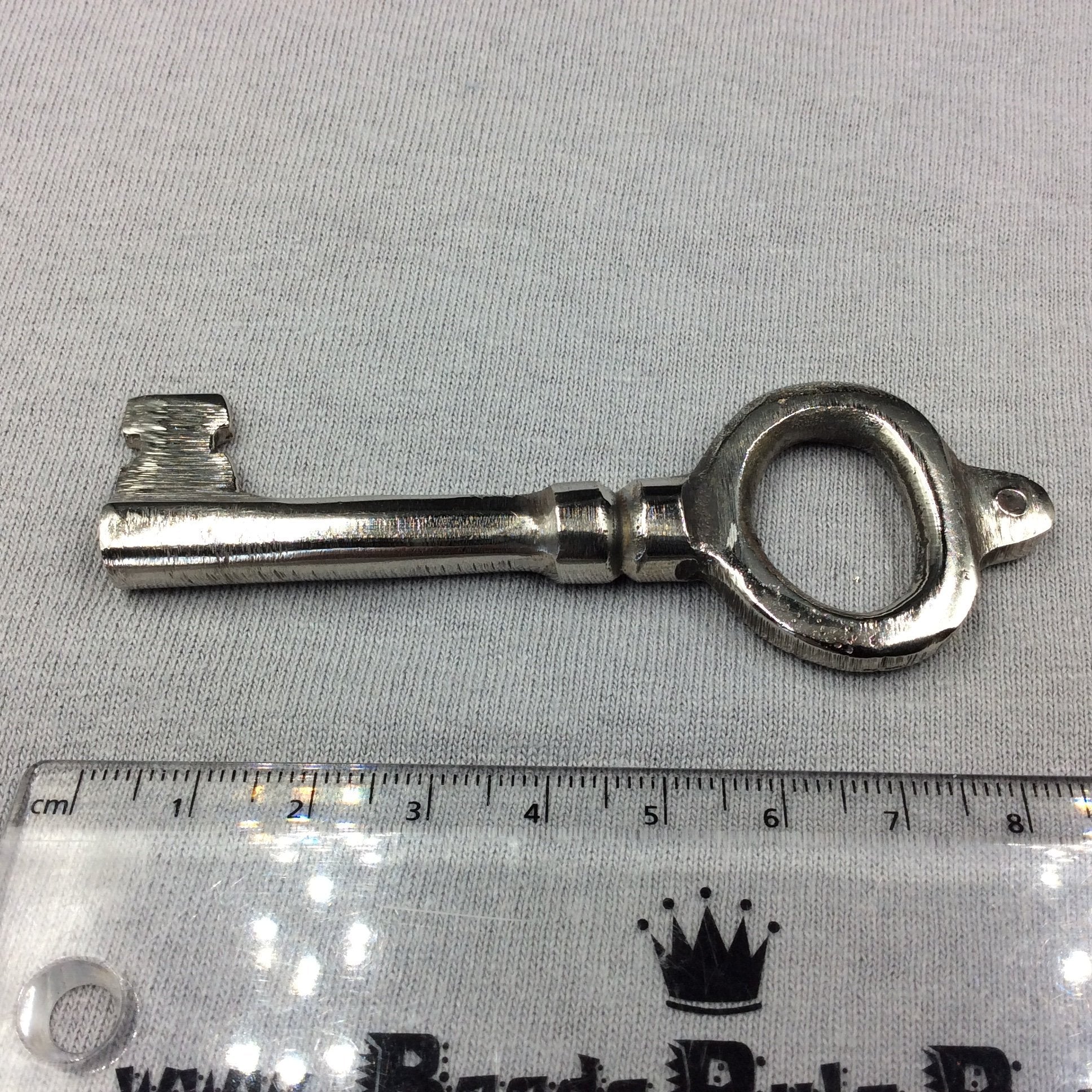 Large Heavy Silver Plated Copper Antique Skeleton Key Shaped Pendant/Component Style C - Measures 30mm x 85mm - Sold Per Each, At Random