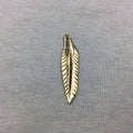 Large Gold-Plated Copper Long Pointed Leaf/Feather Shaped Pendant Style D - Measuring 12mm x 45mm - Sold Individually, Chosen at Random