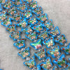 10mm x 15mm Decorative Floral Sky Blue Puffed Butterfly Shape Metal/Enamel Cloisonné Beads - Sold by 15" Strands (~ 34 Beads Per Strand)