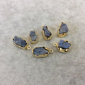 Gold Finish Small Raw Nugget Genuine Labradorite Wavy Bezel Pendant - ~ 12mm - 16mm Long - Sold Individually, Selected Randomly