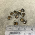 BULK PACK of Six (6) Gunmetal Sterling Silver Pointed/Cut Stone Faceted Round/Coin Shaped Smoky Quartz Bezel Pendants - Measuring 6mm x 6mm