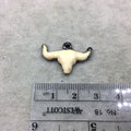 1" Gunmetal Plate Beige Acrylic Steer Skull Pendant - Measuring 26mm x 18mm Approx. - Available in Other Colors, See Related Items Link