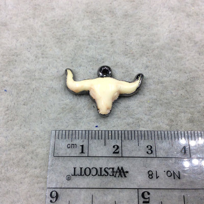 1" Gunmetal Plate Beige Acrylic Steer Skull Pendant - Measuring 26mm x 18mm Approx. - Available in Other Colors, See Related Items Link