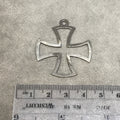 35mm x 35mm Gunmetal Plated Copper Open Maltese Cross Symbol Shaped Pendant Components - Sold in Packs of 10 Pieces (196-GM)