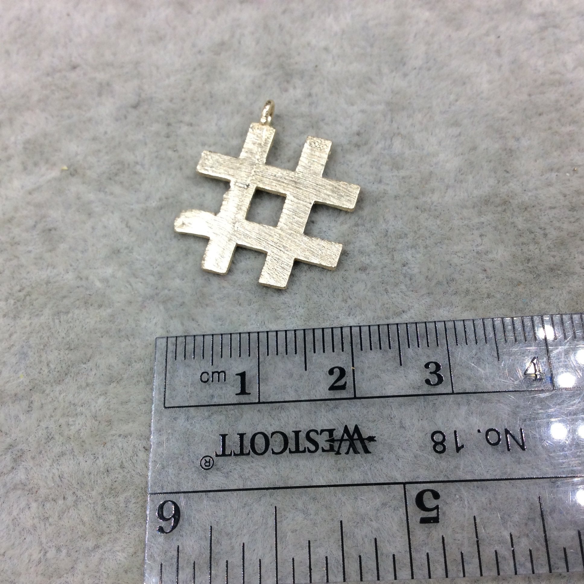 20mm x 20mm Gold Brushed Finish Hashtag/Pound Shaped Plated Copper Components - Sold in Pre-Counted Packs of 10 Pieces - (447-GD)