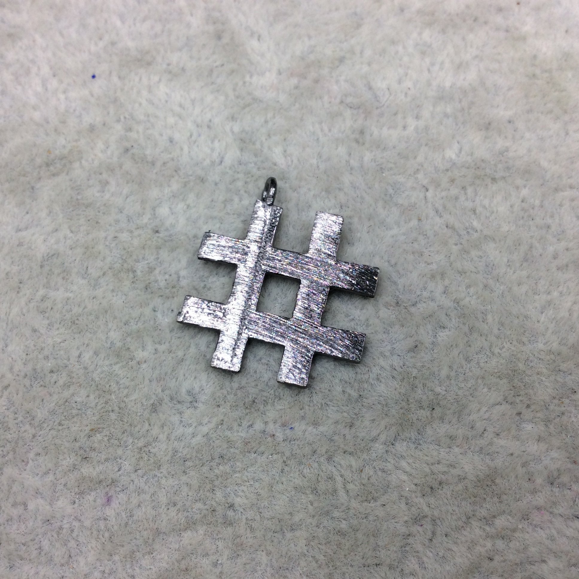 20mm x 20mm Gunmetal Brushed Finish Hashtag/Pound Shaped Plated Copper Components - Sold in Pre-Counted Packs of 10 Pieces - (447-GM)