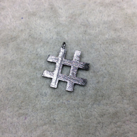 20mm x 20mm Gunmetal Brushed Finish Hashtag/Pound Shaped Plated Copper Components - Sold in Pre-Counted Packs of 10 Pieces - (447-GM)