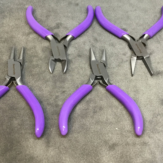 Beadsmith Brand Mini Plier Set - Includes Side Cutter, Flat Nose, Round Nose, & Chain Nose - Pliers Measure 40 x 80mm (3" Long) Closed