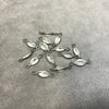 BULK PACK of Six (6) Gunmetal Sterling Silver Pointed/Cut Stone Faceted Marquise Shaped Clear Quartz Bezel Connectors - Measuring 4 x 8mm