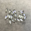 BULK PACK of Six (6) Gunmetal Sterling Silver Pointed/Cut Stone Faceted Marquise Shaped Moonstone Bezel Connectors - Measuring 4mm x 8mm