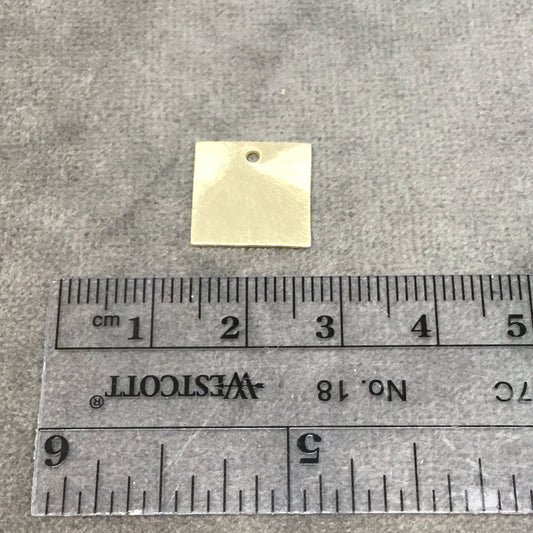 13mm x 13mm Gold Brushed Finish Blank Square Shaped Plated Copper Components - Sold in Pre-Counted Bulk Packs of 10 Pieces - (166-GD)
