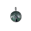 1" Silver Plated Copper Cut Out Tree Focal Bezel Pendant with Aventurine - Measures 26mm x 26mm - Sold Per Each, Chosen at Random