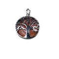 1" Silver Plated Copper Cut Out Tree Focal Bezel Pendant with Goldstone - Measures 26mm x 26mm - Sold Individually, Chosen at Random