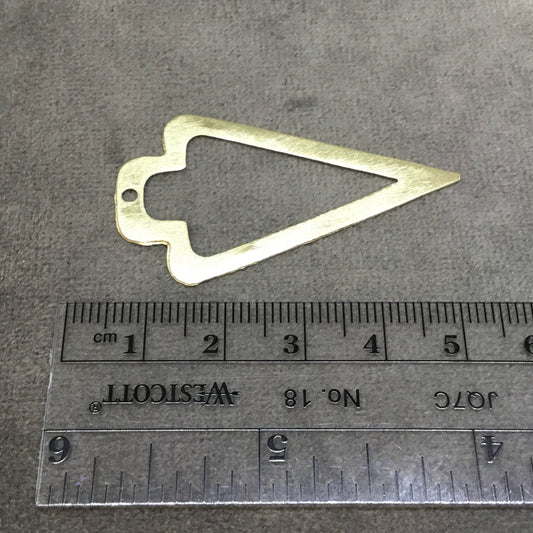27mm x 47mm Gold Brushed Finish Thick Open Arrowhead Shaped Plated Brass Components - Sold in Pre-Counted Packs of 10 Pieces - (430-GD)