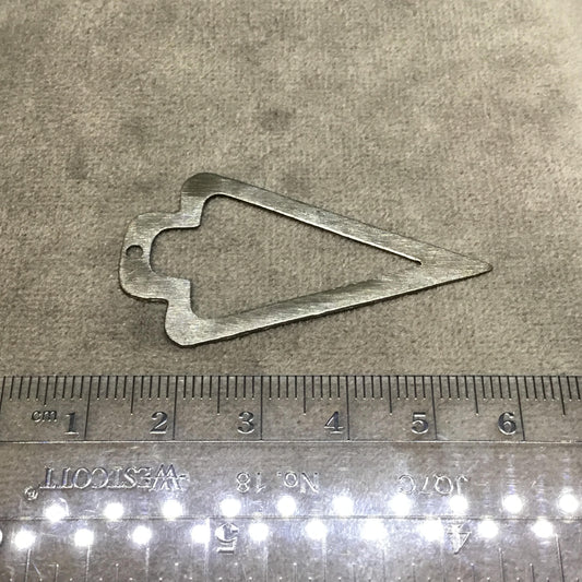27mm x 47mm Gunmetal Brushed Finish Thick Open Arrowhead Shaped Plated Brass Components - Sold in Pre-Counted Packs of 10 Pieces - (430-GM)