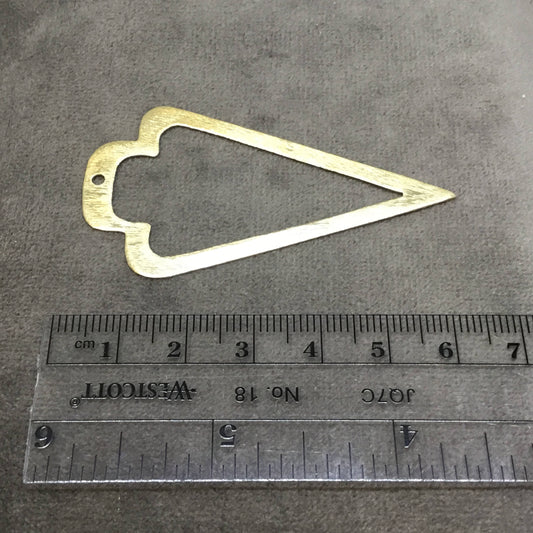 33mm x 61mm Gold Brushed Finish Thick Open Arrowhead Shaped Plated Brass Components - Sold in Pre-Counted Packs of 10 Pieces - (431-GD)