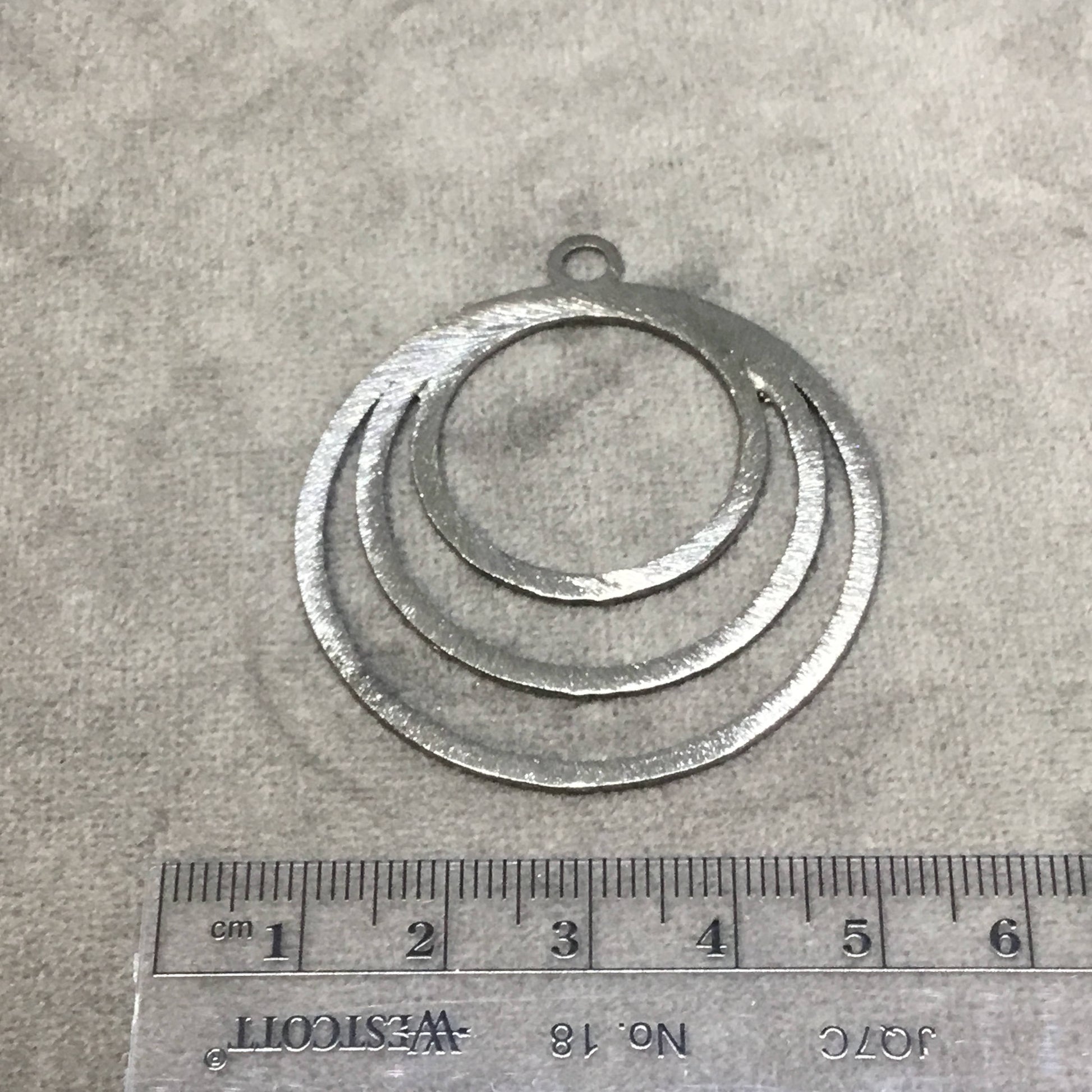 45mm Gunmetal Plated Copper Triple Nested Circular/Hoop Shaped Pendant Components - Sold in Packs of 10 (281-GM)