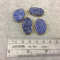 Jeweler's Lot Gold Plated Four Natural Rough/Raw Lapis Lazuli Oval/Oblong Shaped Bezel Pendants "RLL16" ~ 23-27mm Long - Semi-Precious Gem