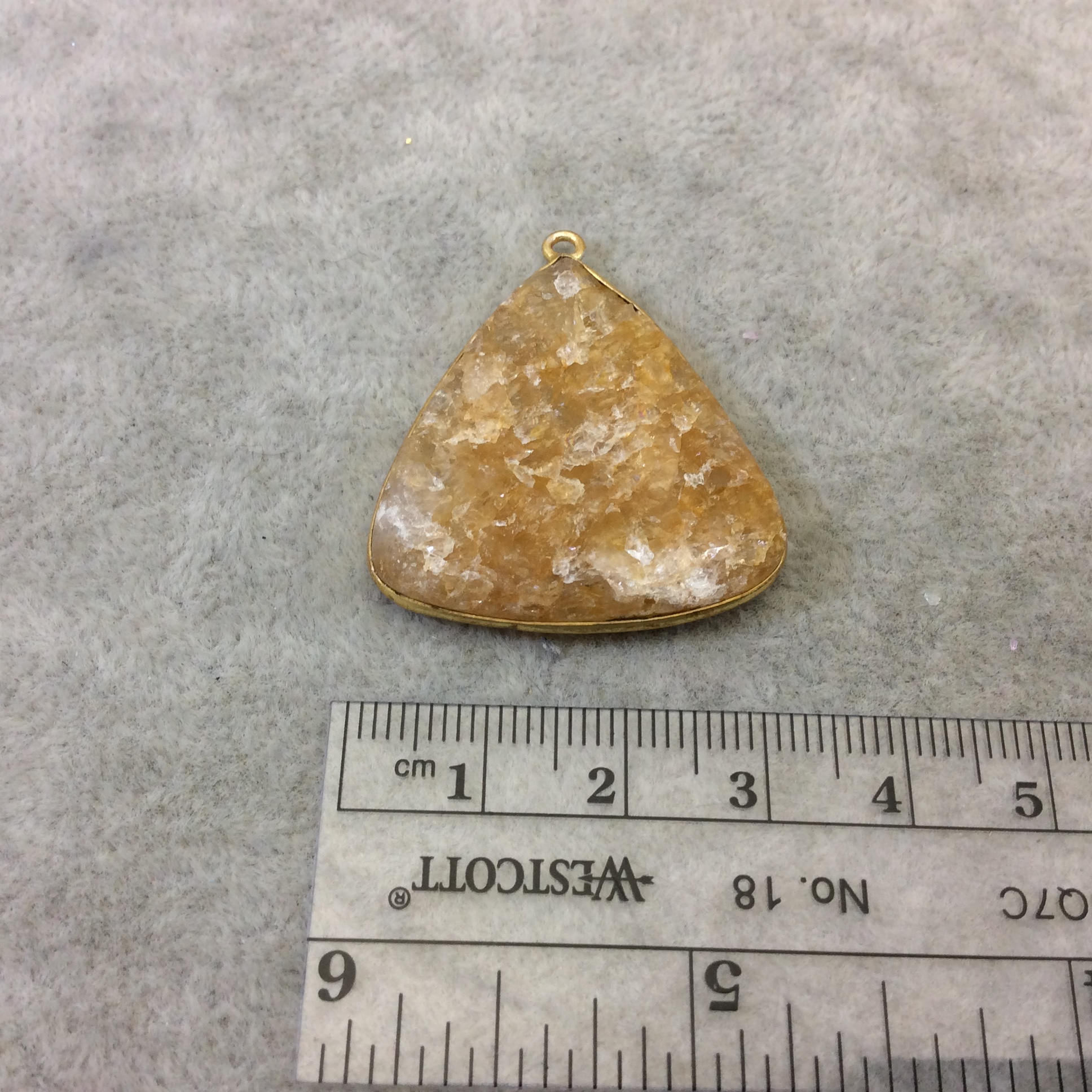 Jeweler's Lot Gold Plated Natural Raw Citrine - One Flat Back Free Form Copper Bezel Pendant "RCT02" - 30mm x 32mm Long - Sold As Shown!