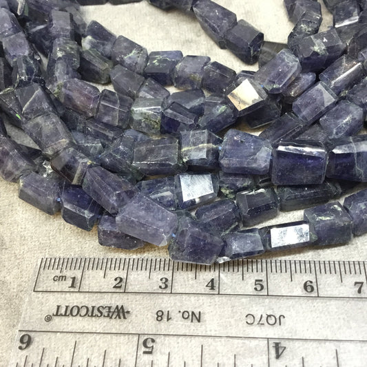7-8mm x 9-11mm Faceted Freeform Nugget Shaped Iolite Beads - 9.75" Strand (Aprx. 25 Beads) - High Quality Hand-Cut Semi-Precious Gemstone
