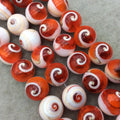 Round/Ball Shape Orange/Beige/White Shiva Eye Shell Beads - 16" Strand (Approx. 20 Beads) - Measuring 20mm - Natural Shell Beads