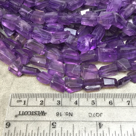 7-8mm x 10-12mm Natural Purple Amethyst Faceted Graduated Nugget Shaped Beads - 16" Strand (Approx. 35 Beads) - Hand-Cut Indian Gemstone