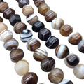 10mm x 12mm Macro-Faceted Brown/White Natural Banded Agate Lantern Shaped Beads with 1mm Holes - 15.5" Strand (Approx. 38 Beads per Strand)