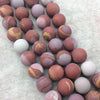 12mm Matte Natural Noreena Jasper Round/Ball Shaped Beads with 1mm Holes - Sold by 15.25" Strands (Approx. 34 Beads) - Quality Gemstone