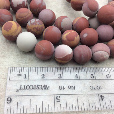12mm Matte Natural Noreena Jasper Round/Ball Shaped Beads with 1mm Holes - Sold by 15.25" Strands (Approx. 34 Beads) - Quality Gemstone