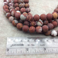10mm Matte Natural Noreena Jasper Round/Ball Shaped Beads with 1mm Holes - Sold by 15.25" Strands (Approx. 40 Beads) - Quality Gemstone