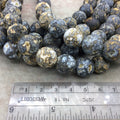 14mm Matte Finish Natural Yellow/Gray Ocean Jasper Round/Ball Shaped Beads with 1mm Holes - 15" Strand (Approx. 27 Beads) - Sold By Strand