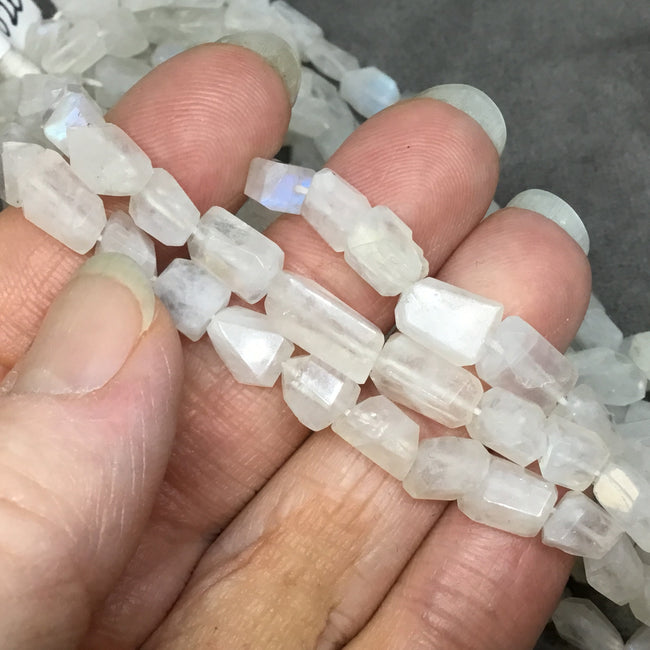Rainbow Moonstone Faceted Freeform Nugget Beads - 8mm