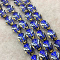 15mm x 18mm Decorative Cobalt Blue Superhero Mask Shape Metal/Enamel Cloisonné Beads - Sold by 15" Strands (~ 22 Beads Per Strand)