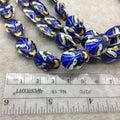 15mm x 18mm Decorative Cobalt Blue Superhero Mask Shape Metal/Enamel Cloisonné Beads - Sold by 15" Strands (~ 22 Beads Per Strand)