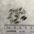 BULK PACK of Six (6) Gunmetal Sterling Silver Pointed/Cut Stone Faceted Rectangle Shaped Smoky Quartz Bezel Connectors - Measuring 4mm x 6mm