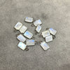 Moonstone Bezel | BULK PACK of Six (6) Gunmetal Sterling Silver Pointed Cut Stone Faceted Rectangle Shaped Pendants - Measuring 5mm x 7mm