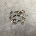 BULK PACK of Six (6) Gunmetal Sterling Silver Pointed/Cut Stone Faceted Rectangle Shaped Smoky Quartz Bezel Pendants - Measuring 4mm x 6mm