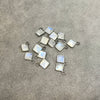BULK PACK of Six (6) Gunmetal Sterling Silver Pointed/Cut Stone Faceted Diamond Shaped Moonstone Bezel Pendants - Measuring 5mm x 5mm