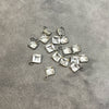 BULK PACK of Six (6) Gunmetal Sterling Silver Pointed/Cut Stone Faceted Diamond Shaped Clear Quartz Bezel Pendants - Measuring 5mm x 5mm