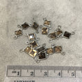 BULK PACK of Six (6) Gunmetal Sterling Silver Pointed/Cut Stone Faceted Diamond Shaped Smoky Quartz Bezel Connectors - Measuring 5mm x 5mm