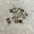 BULK PACK of Six (6) Gunmetal Sterling Silver Pointed/Cut Stone Faceted Diamond Shaped Smoky Quartz Bezel Pendants - Measuring 5mm x 5mm