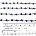 Gunmetal Plated Copper Rosary Chain with 4mm Matte Round Shaped Blue/White Sodalite Beads - Sold by the Foot! - Natural Beaded Chain