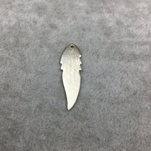 9mm x 30mm Gold Plated Copper Brushed Drilled Notched Feather Shaped Blank Components - Sold in Packs of 10