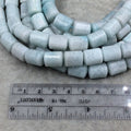 10mm x 12mm Glossy Finish Natural Pale Aqua Amazonite Barrel/Tube Shape Beads W 1mm Holes - 15.5" Strand (~ 30 Beads) - Quality Gemstone