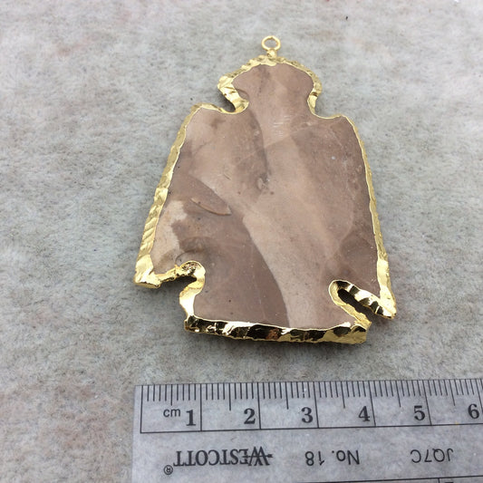 2.5-3" Gold Finish Eagle Shape Electroplated Mixed Jasper Pendant EJ002L - ~ 60mm-70mm Long - Sold Individually, Randomly Chosen
