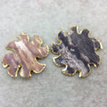 2.25-2.75" Gold Finish Sunburst Shape Electroplated Mixed Jasper Pendant EJ001L - ~ 60mm-70mm Long - Sold Individually, Randomly Chosen