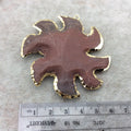 2.25-2.75" Gold Finish Sunburst Shape Electroplated Mixed Jasper Pendant EJ001L - ~ 60mm-70mm Long - Sold Individually, Randomly Chosen